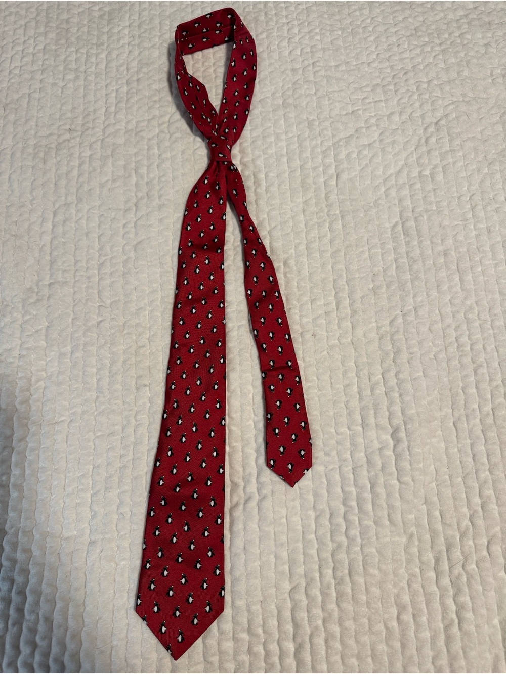 Brooks Brothers Red Kids Tie with Penguin Motif